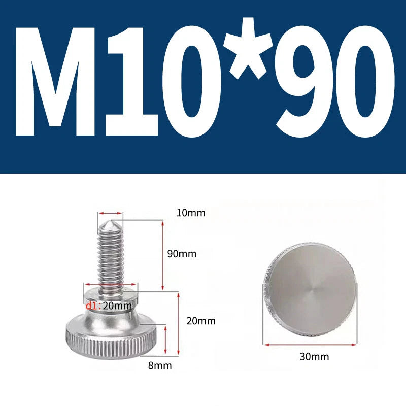 Knurled Thumb Screws Flat Round Head Grip Knob Adjustment Stainless Steel M8 M10