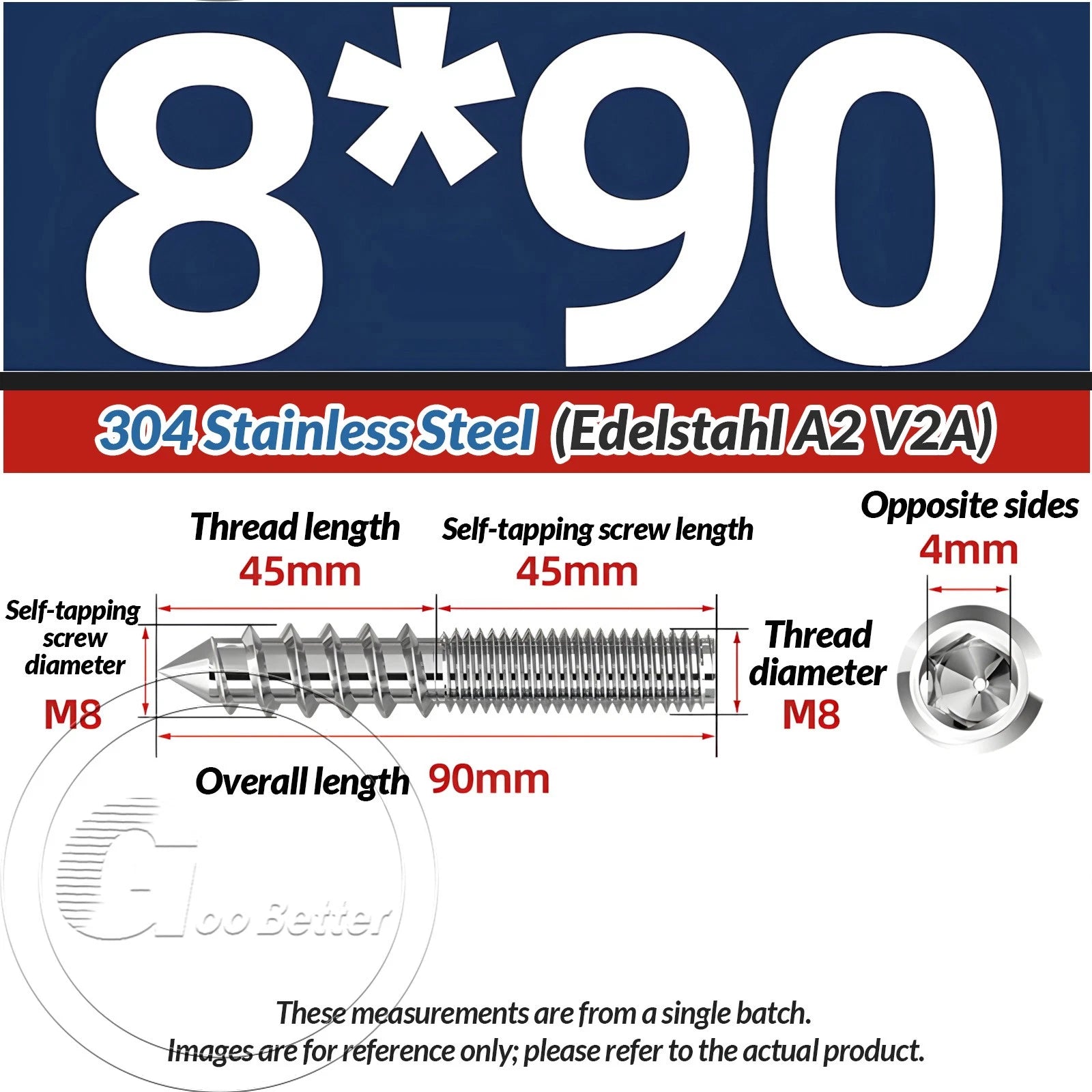 STAINLESS STEEL Wood To Metal Dowels Hanger Bolts Dual Thread Screws Furniture