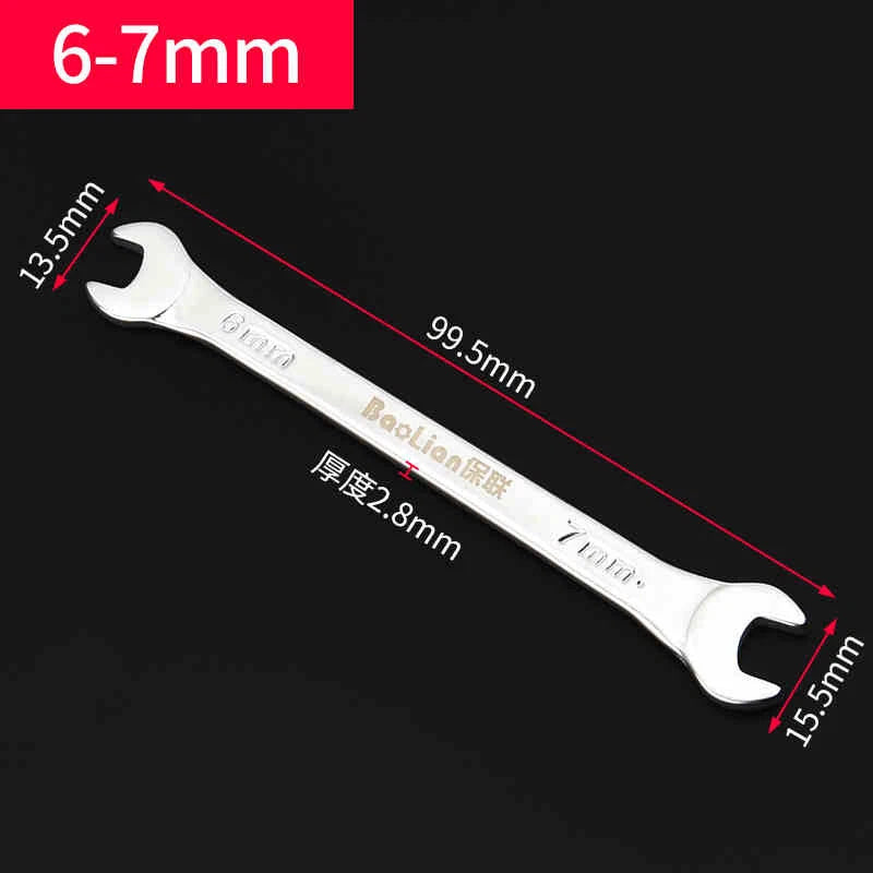 Thin Double Open End Spanner Repair Wrench Chrome Vanadium Steel Metric 6mm-36mm