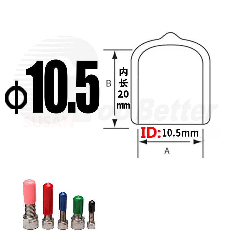PVC End Caps for Screws, Bolts, Rods & Tubes – Thread Cover Protector, Cable Insulation Caps (1.3mm – 90mm, Black, 15-50mm Lengths)