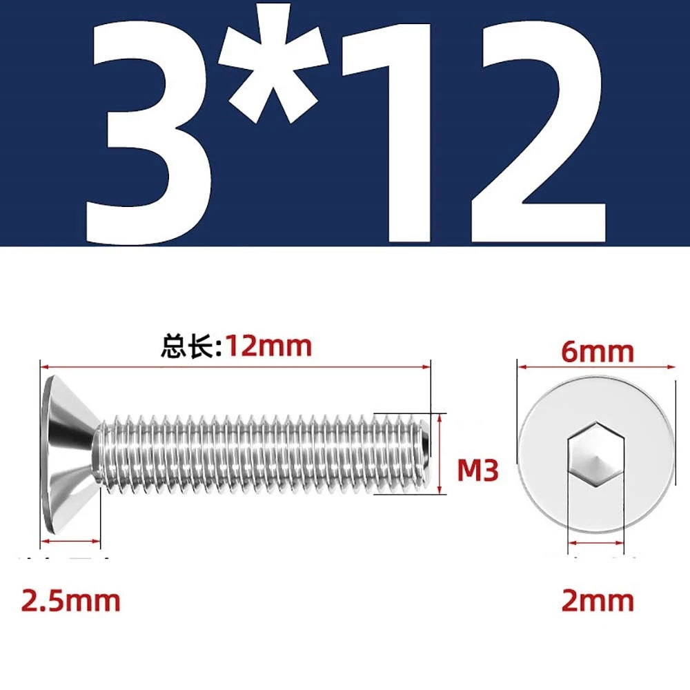 A4 Stainless Steel Countersunk Hex Socket Screws – Marine Grade, M2 to M16 (DIN 7991)