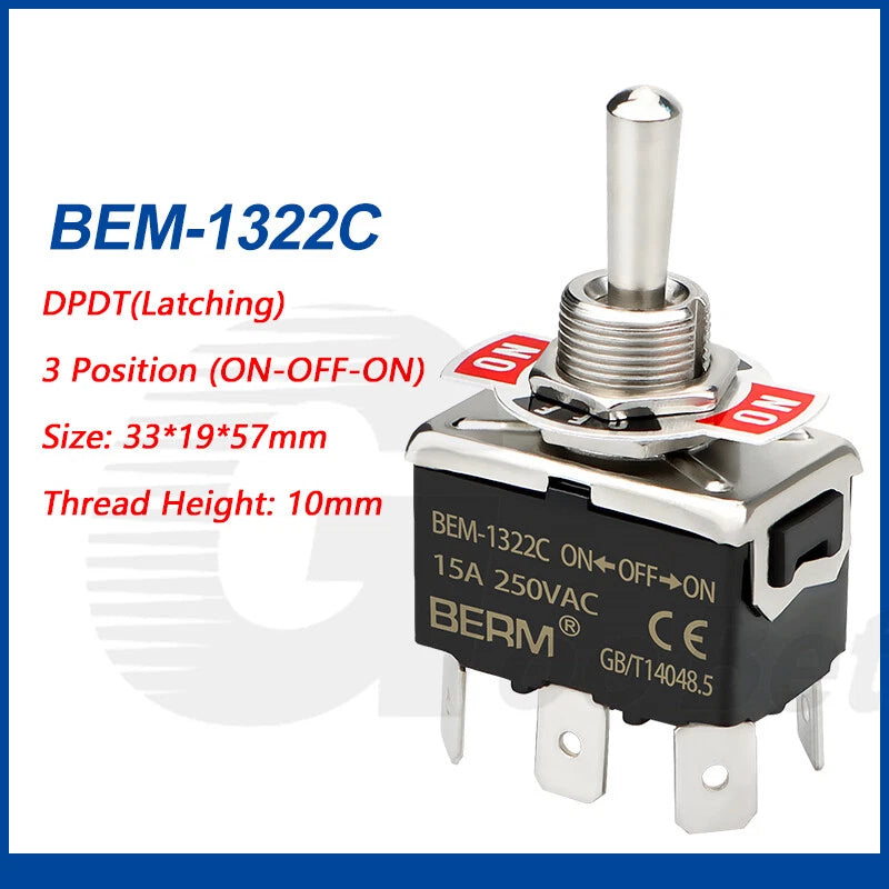 Toggle Switch SPST SPDT DPST DPDT 250V AC 15A — E-TEN & BEM Series with Waterproof Cover