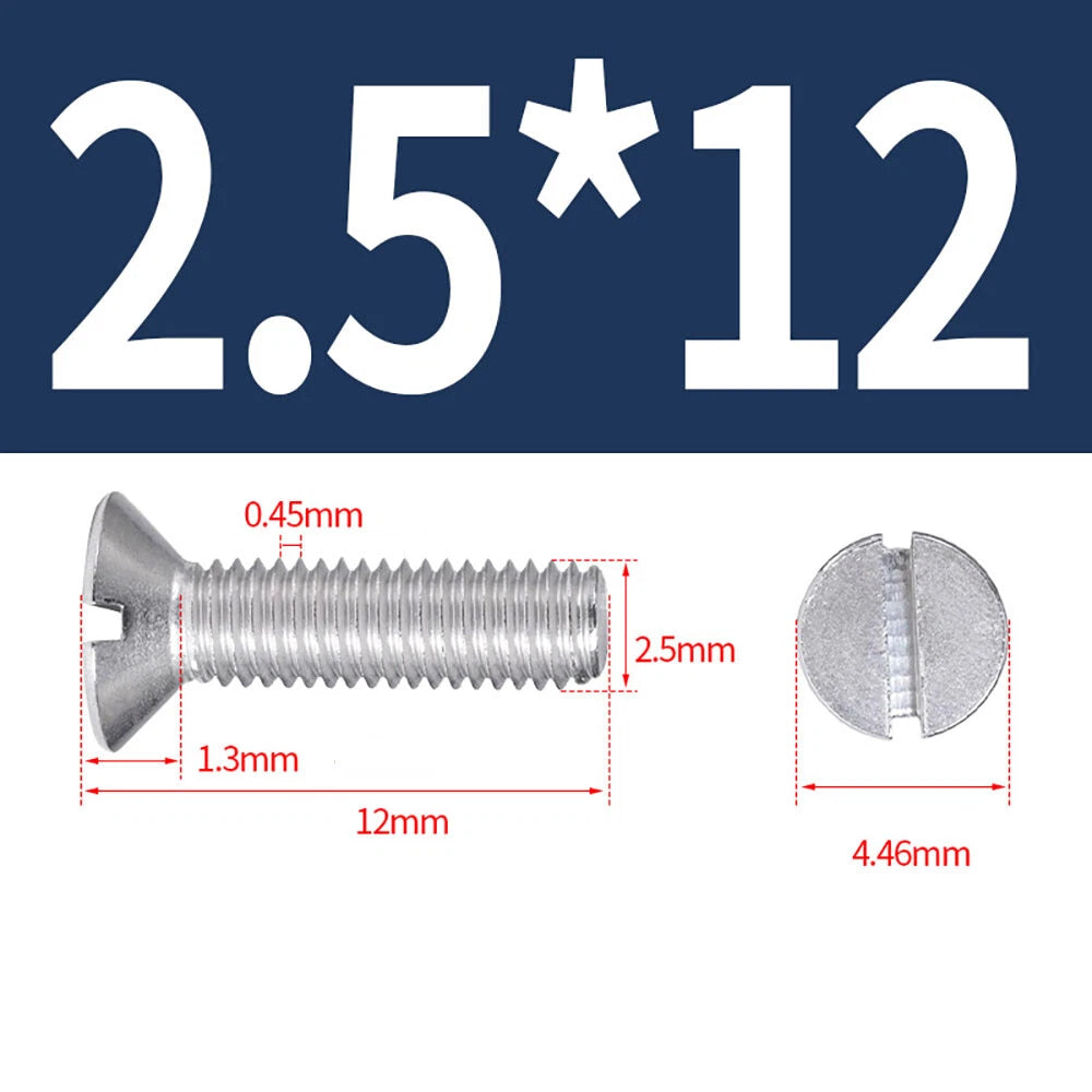 M1.6–M8 A2 Stainless Steel Flat Head Slotted Machine Screws | Countersunk Bolts