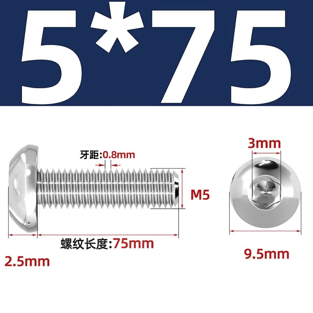M1.6–M5 A2 Stainless Steel Button Head Socket Cap Screws – Round Pan Head, Hex Drive, Fully Threaded