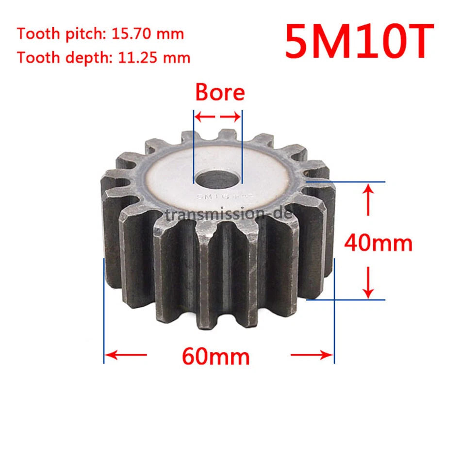 Mod 2/2.5/3/4/5 Spur Gear 10T-63T 45# Steel Pinion Gear Metal Gear Thick 20-40mm