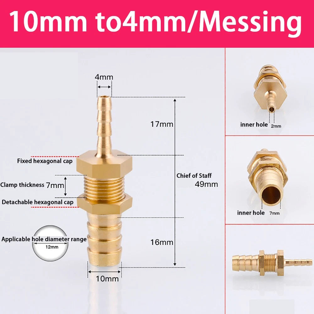 Copper Straight Hose Connector Double-Sided Female Thread