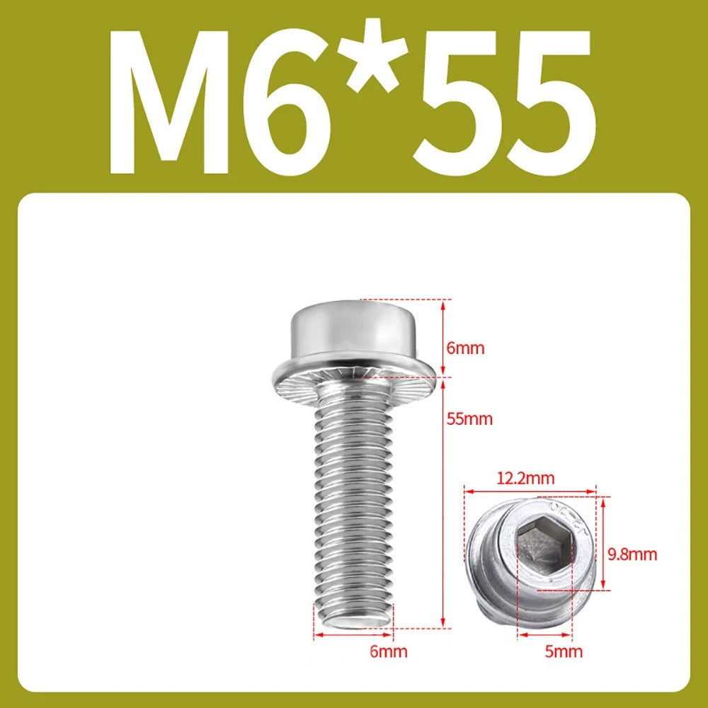 M5–M12 Flange Cap Head Hex Socket Screws – 304 Stainless Steel, Fully Threaded (8–60mm)