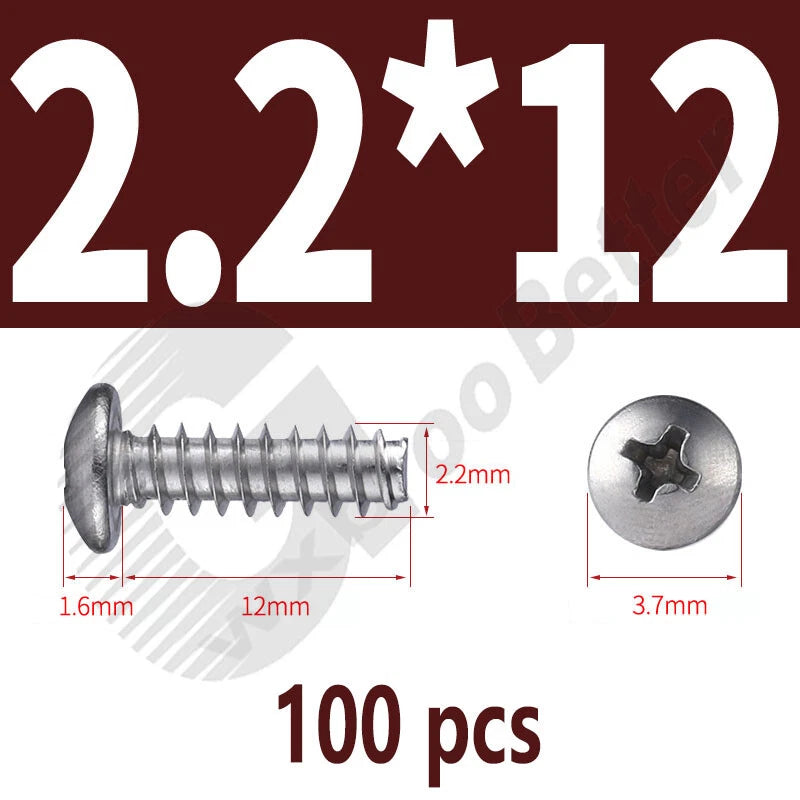 Pan Head Sheet Metal Screws Metric M1~M6 A2 Stainless Steel Sheet Metal Screws