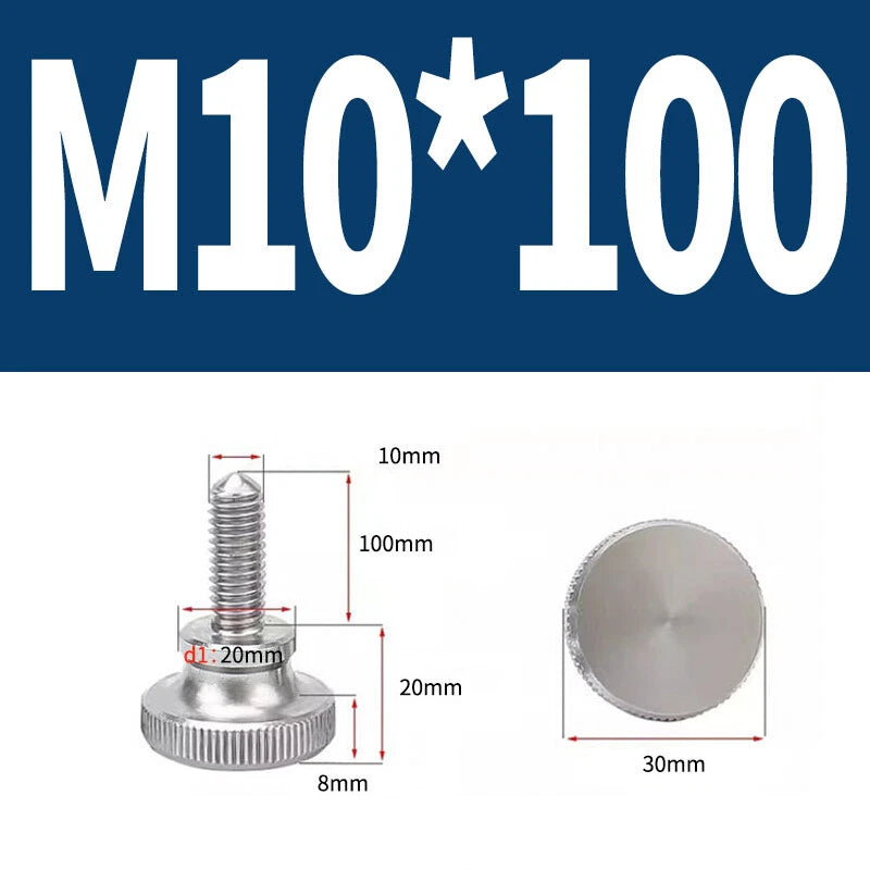 Knurled Thumb Screws Flat Round Head Grip Knob Adjustment Stainless Steel M8 M10