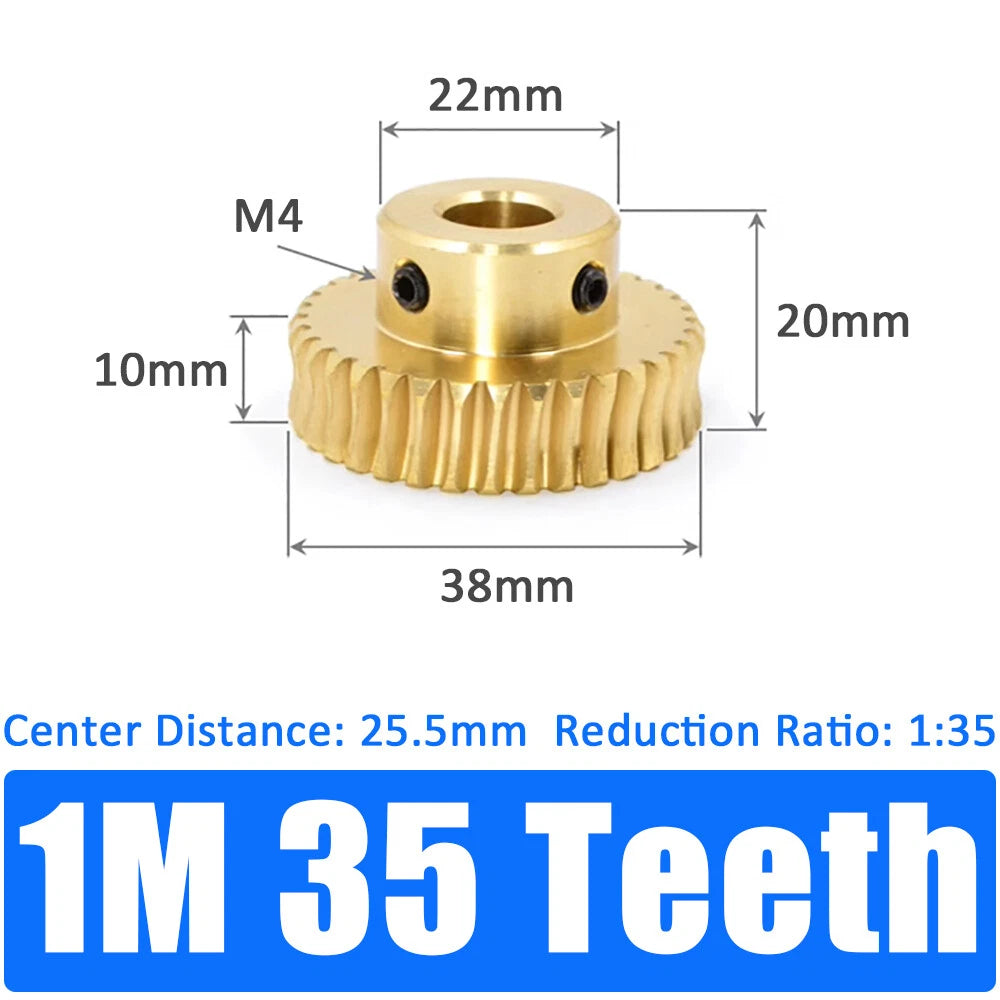 0.5/0.8/1/1.5 Module, 20 to 60 Teeth, Brass Worm Wheel Gear Shaft Hole 4mm-12mm