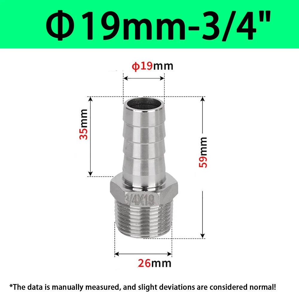 Male NPT Hose Barb Adapter Fittings – 316L Stainless Steel
