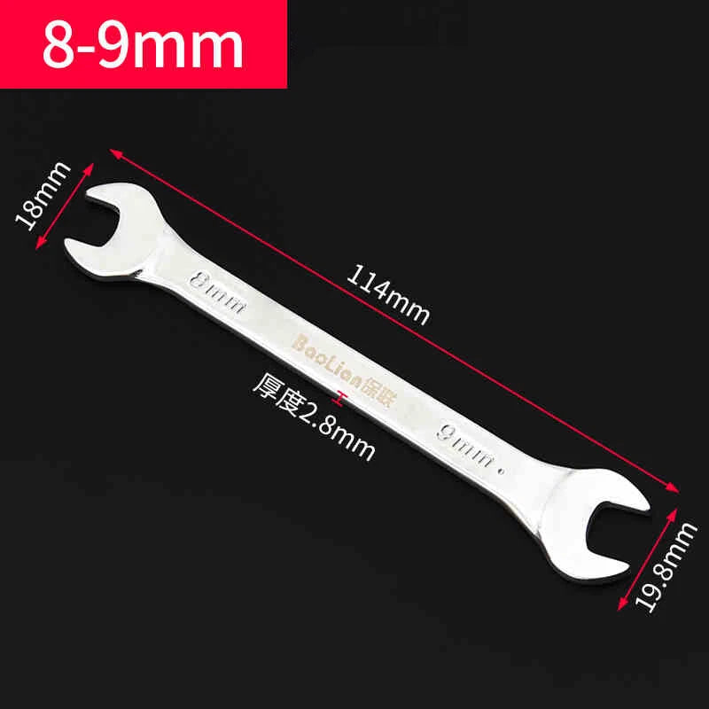Thin Double Open End Spanner Repair Wrench Chrome Vanadium Steel Metric 6mm-36mm