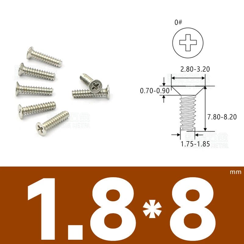Phillips Countersunk Flat Head Machine Screws M1.2–M1.8 | Zinc & Nickel Plated - HomeDIYer