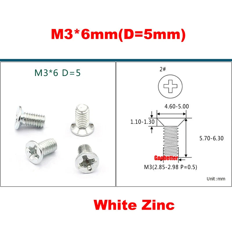 KM3 Phillips Countersunk Machine Screws – M3 x 3–18mm, Carbon or 304 Stainless, Multiple Finishes (Cross Flat Head)