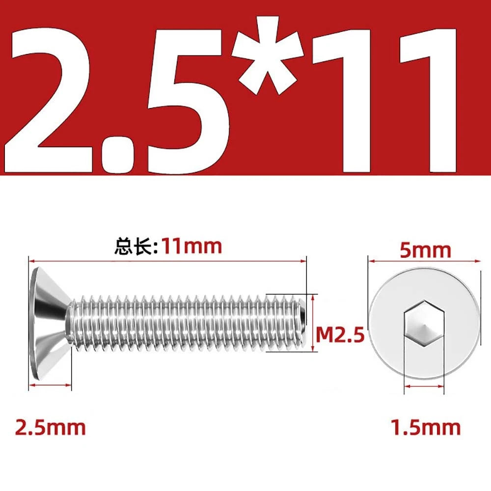 Countersunk Hex Socket Screws – A2 Stainless Steel, M2 to M16, DIN 7991, Fully Threaded