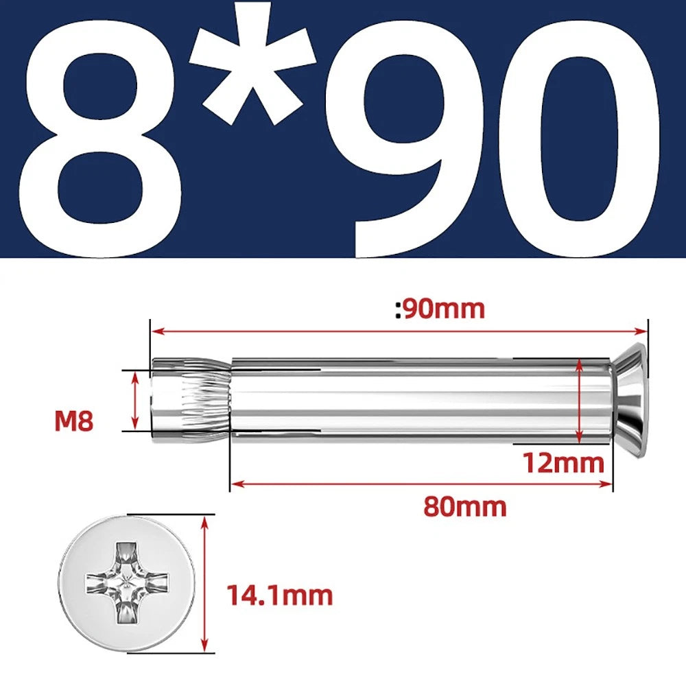 Sleeve Anchor Countersunk Phillips Expansion Bolts M6–M12 | 304/201 SS & Zinc