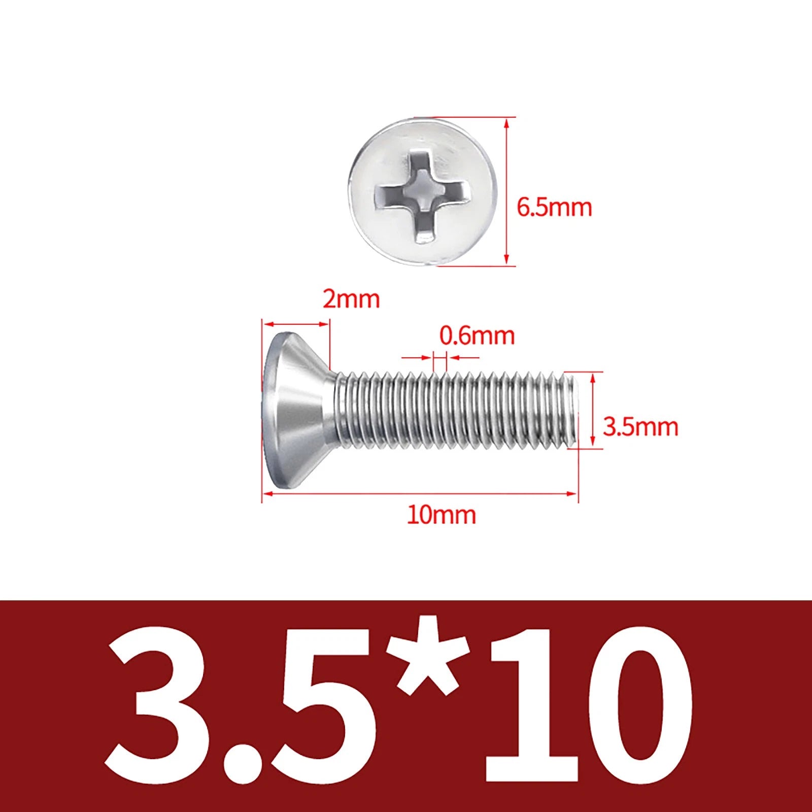 M3–M10 Phillips Countersunk Machine Screws – A2 Stainless Steel, Flat Head, Fully Threaded (3–100mm Overall Length)