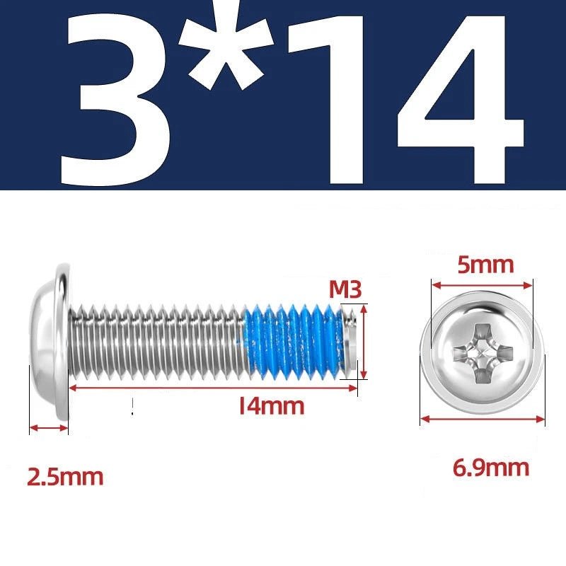 A2 Stainless Steel Phillips Flanged Button Head Machine Screws — M2 to M6, Built - In Washer Face - HomeDIYer