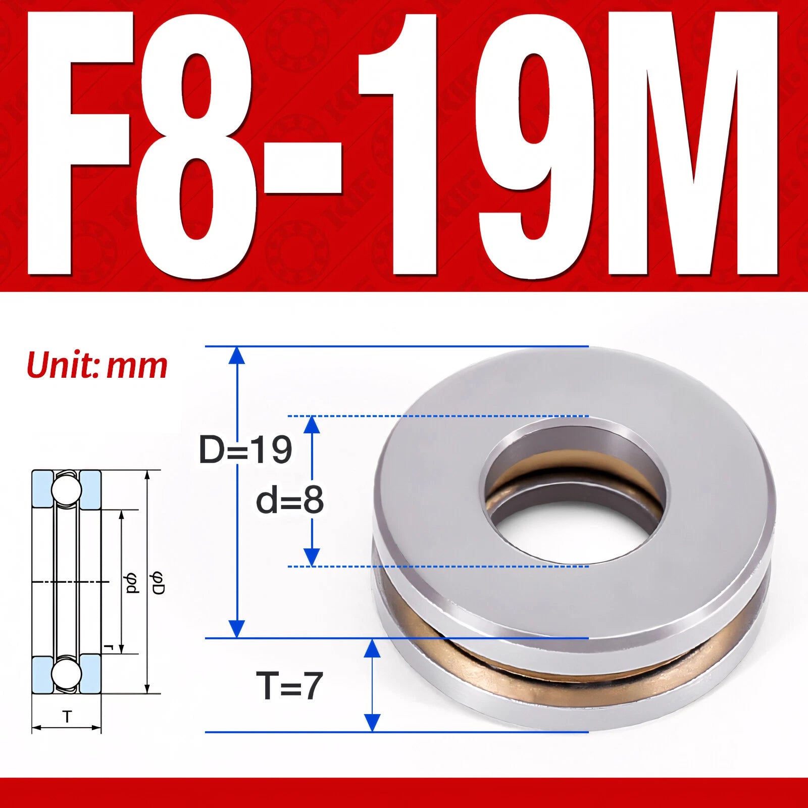 Plane Axial Ball Bearing Thrust Bearings F2-6M - F13-22M- 51100 - 51413 Series