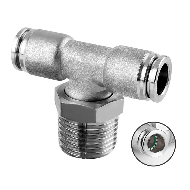 Stainless Steel Pneumatic Push-to-Connect Fittings — Straight, Elbow, Tee, Wye & More