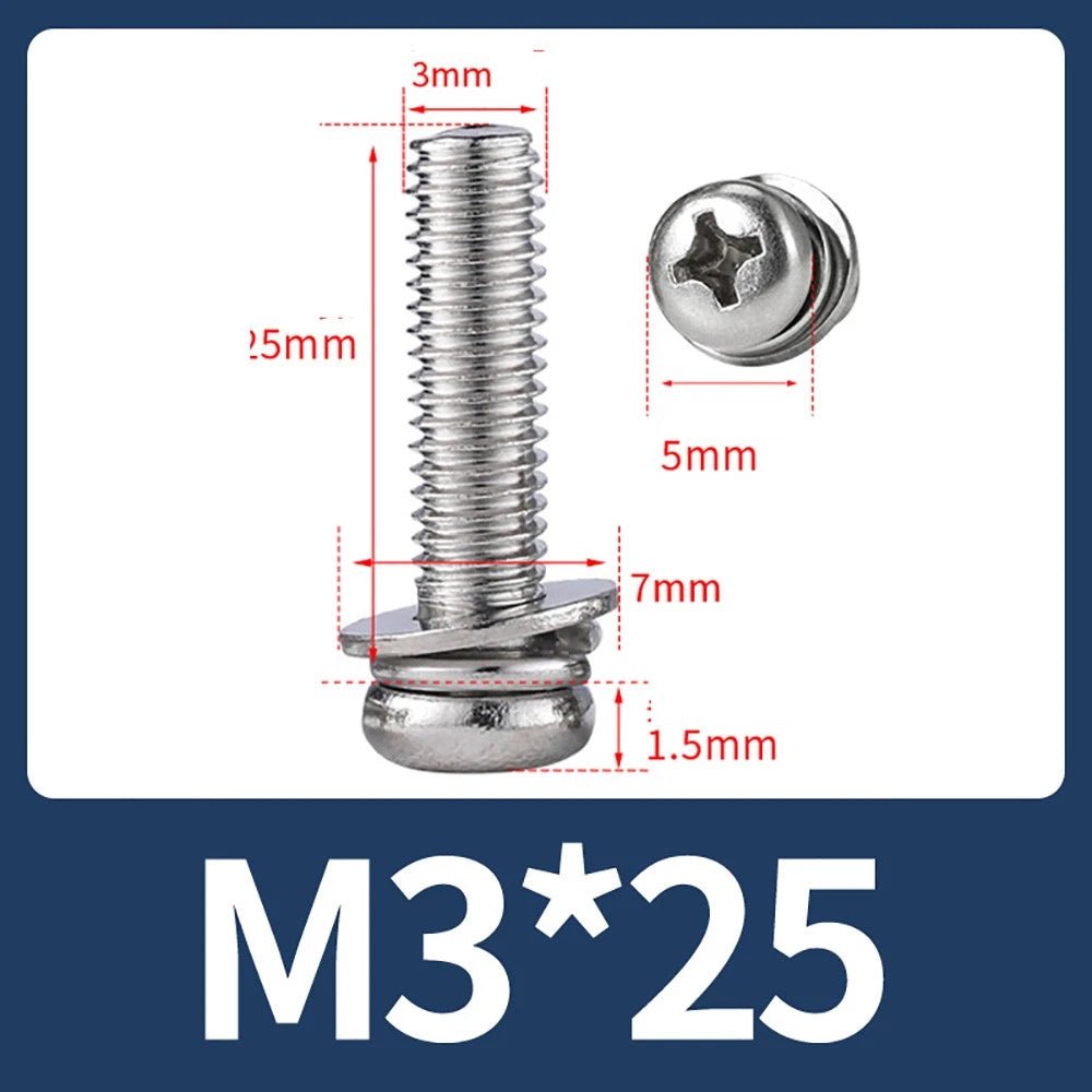 M2–M10 Phillips Button Head Machine Screws — 304 Stainless Steel - HomeDIYer