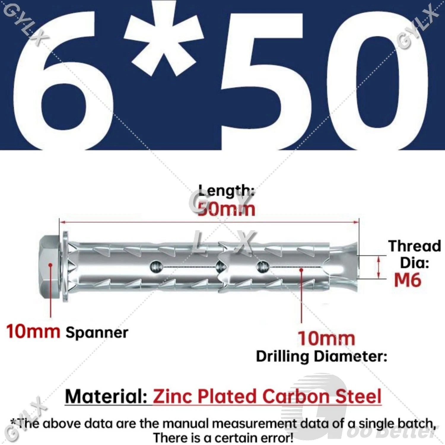 Galvanized Masonry Concrete Expansion Bolts — M6 M8 M10 M12 Wall Anchor Screws