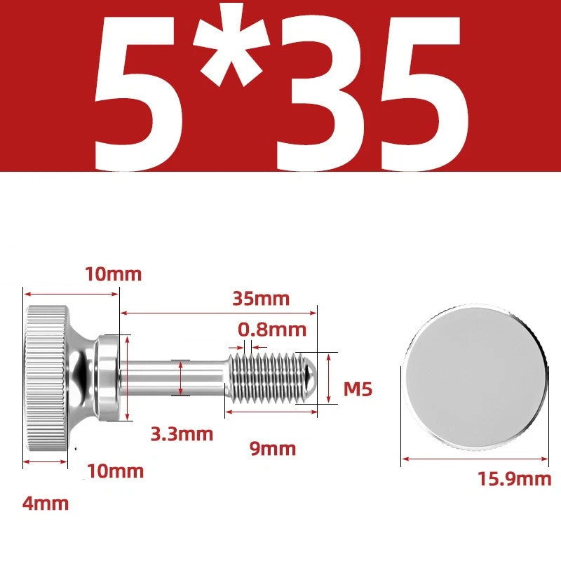 Knurled Thumb Screws Stainless Steel — M2 M2.5 M3 M4 M5 M6 M8 M10 Hand Knob Bolts
