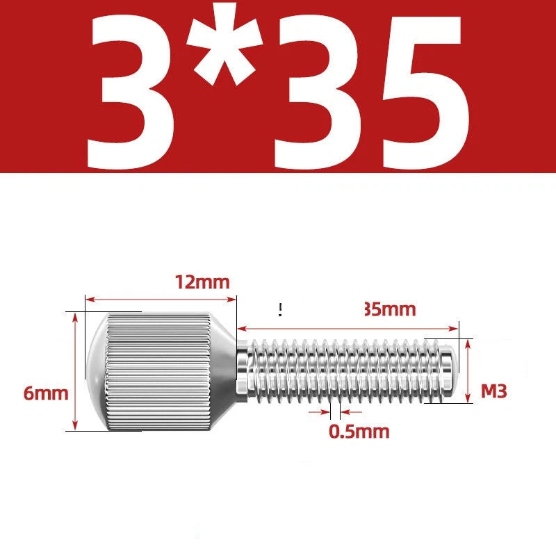 Knurled Thumb Screws – 304 Stainless Steel Small Head Thumbscrew Bolts M2–M8
