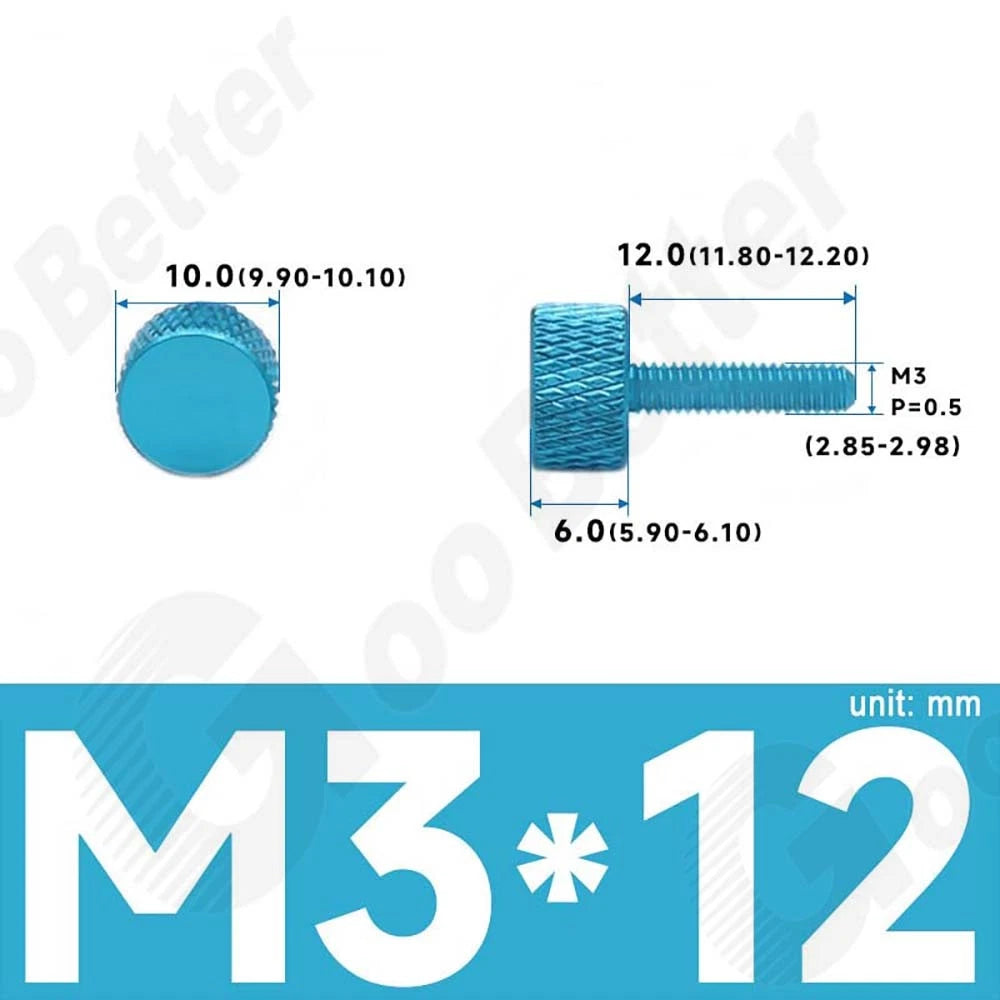M3 M4 Knurled Thumb Screws – Aluminum Alloy Flat Head Hand Knob Bolts
