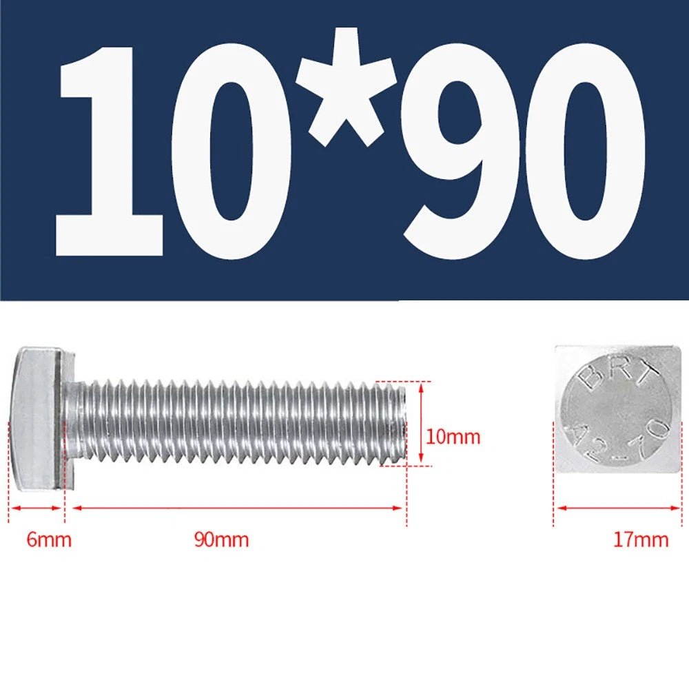 M8 M10 M12 Square Head Bolts Full Threaded 304 Stainless Steel 12–100mm - HomeDIYer