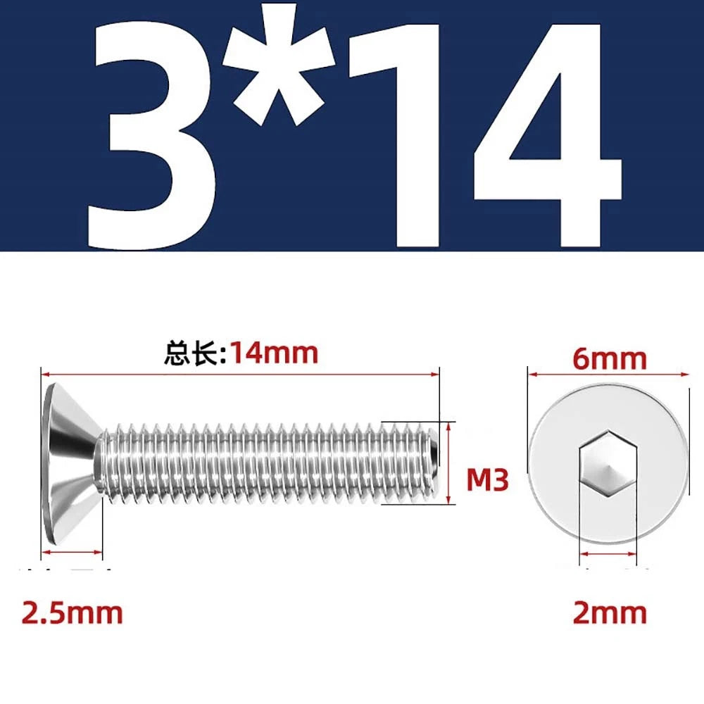 A4 Stainless Steel Countersunk Hex Socket Screws – Marine Grade, M2 to M16 (DIN 7991)