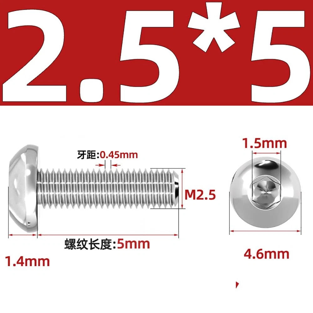M1.6–M5 A2 Stainless Steel Button Head Socket Cap Screws – Round Pan Head, Hex Drive, Fully Threaded