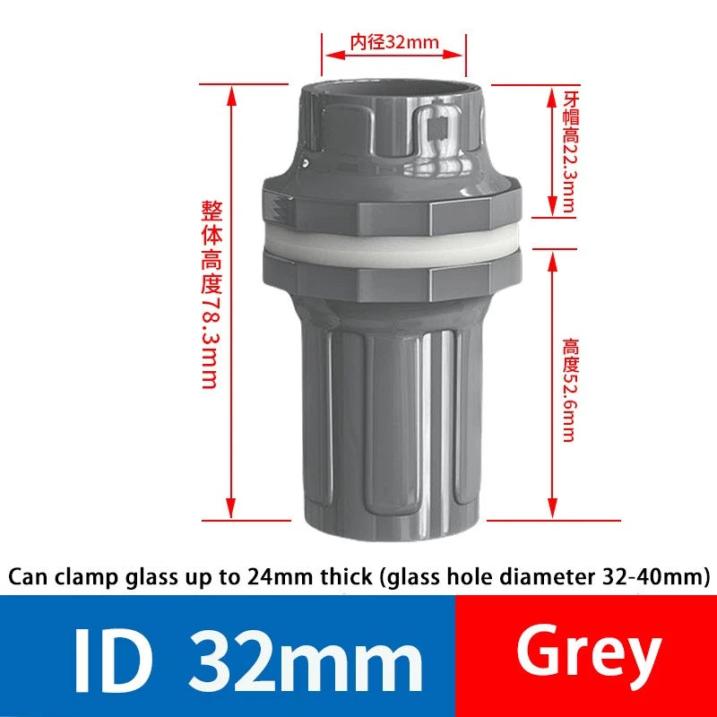 PVC Aquarium Elbow 90° Threads Tank Filter Connection Water Fittings ID 20-50mm