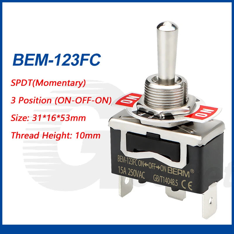 Toggle Switch SPST SPDT DPST DPDT 250V AC 15A — E-TEN & BEM Series with Waterproof Cover