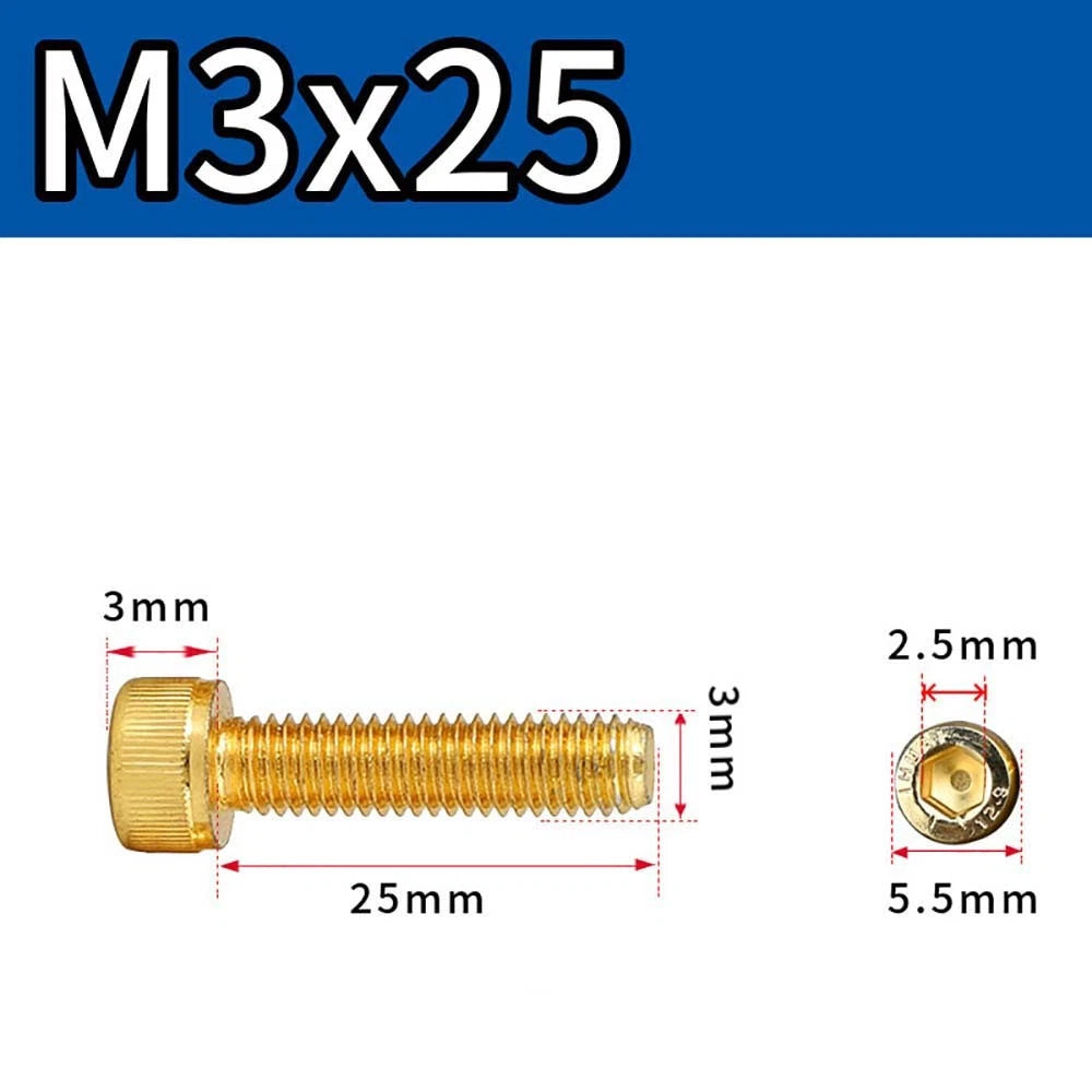 Titanium‑Coated Socket Head Cap Screws – Carbon Steel, M2 to M5, Fully Threaded