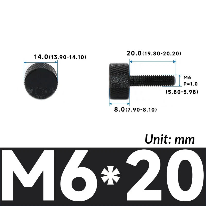 M6 Knurled Thumb Screws Aluminum Alloy DIY Hand Tighten Grip Knob Adjustmen Bolt