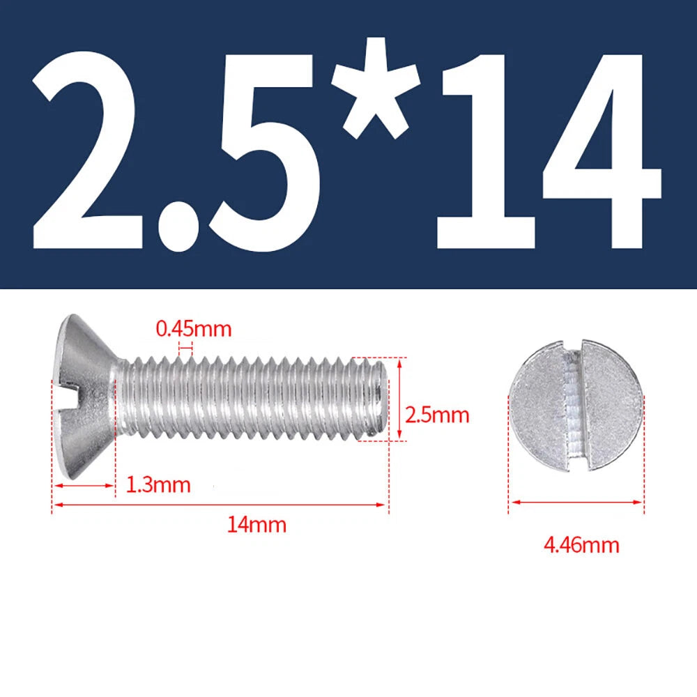M1.6–M8 A2 Stainless Steel Flat Head Slotted Machine Screws | Countersunk Bolts