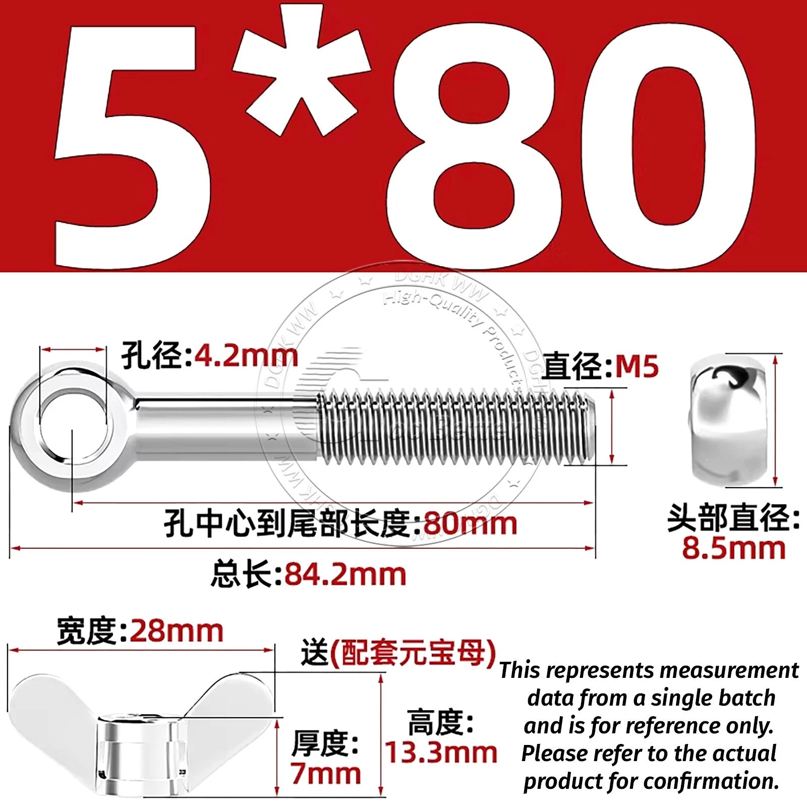 Eye Bolts with Nut — Forged Stainless Steel Threaded Ring Hanging Screws