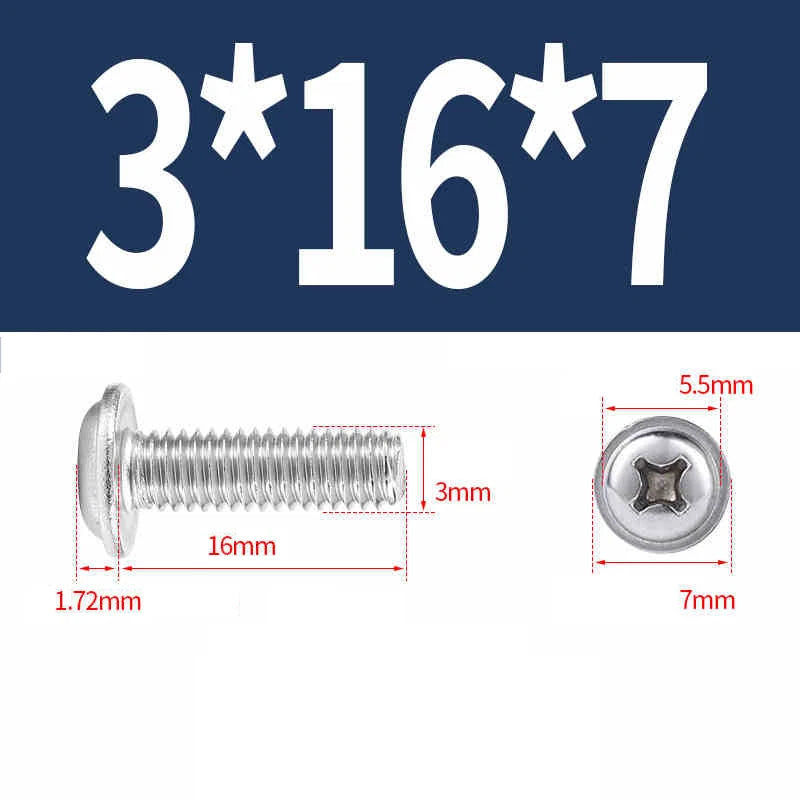 Phillips Flanged Pan Head Machine Screws – 304 / 316 Stainless Steel, Built‑in Washer (3–60mm Lengths)