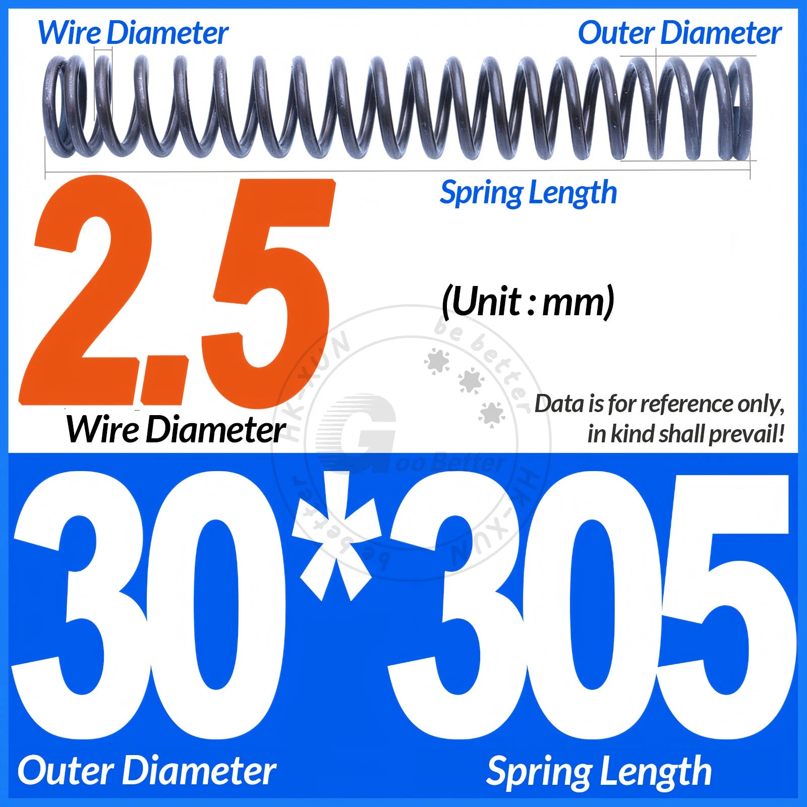 Length 305mm Compression Spring Pressure Springs OD 3-60mm Wire Dia 0.3mm-6.0mm