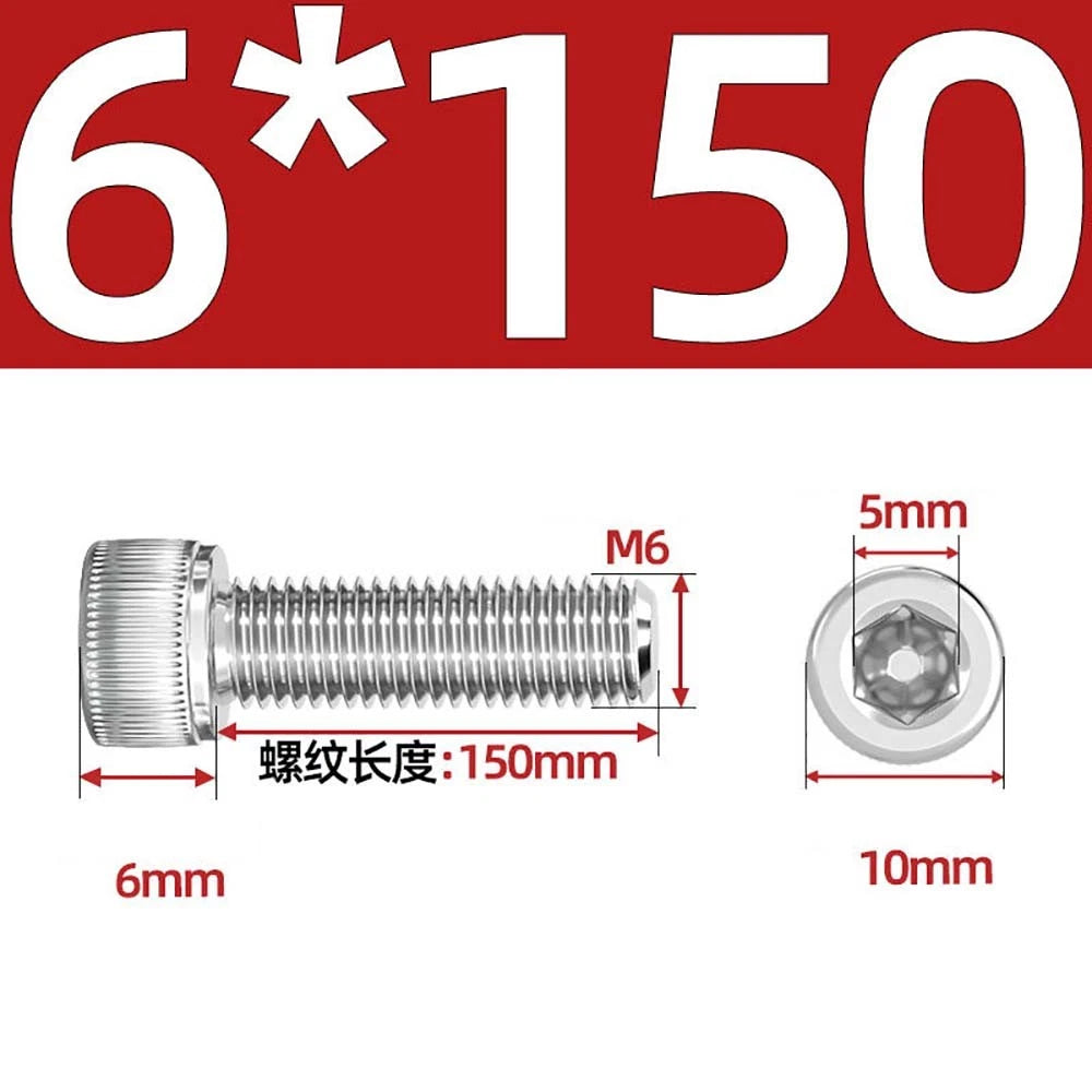 Socket Head Cap Screws – A2 Stainless Steel, M6 to M24, Hex Drive (DIN 912)