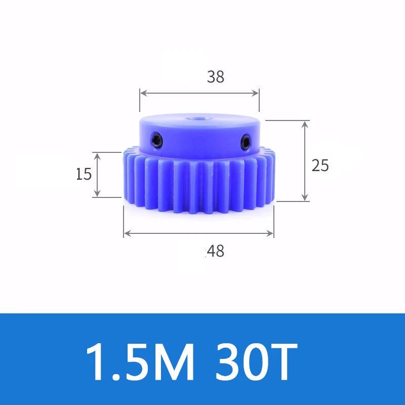 Blue Nylon Spur Gears 1/1.5/2/3Mod Transmission Gear 12-60T With Step Motor Gear