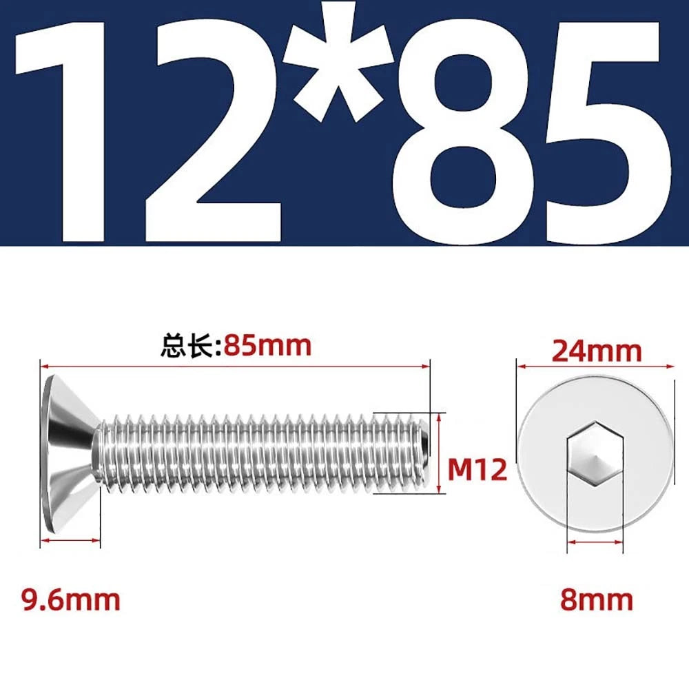 Countersunk Hex Socket Screws – A2 Stainless Steel, M2 to M16, DIN 7991, Fully Threaded
