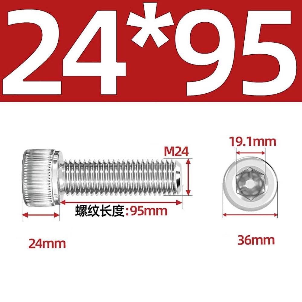 Socket Head Cap Screws – A2 Stainless Steel, M6 to M24, Hex Drive (DIN 912)