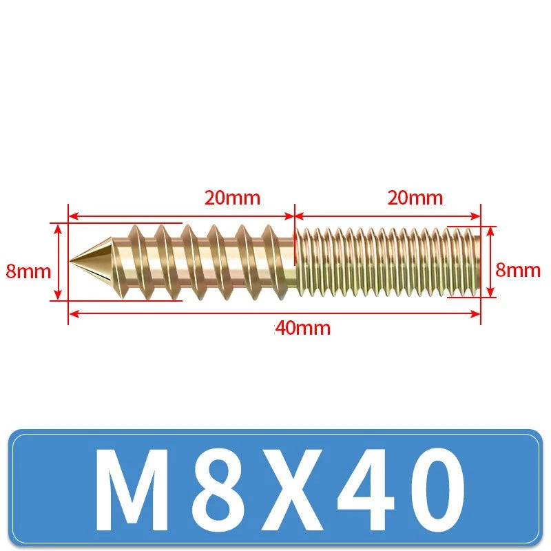 M4 M5 M6 M8 M10 M12 WOOD TO METAL DOWELS DOUBLE ENDED THREADED FURNITURE SCREWS