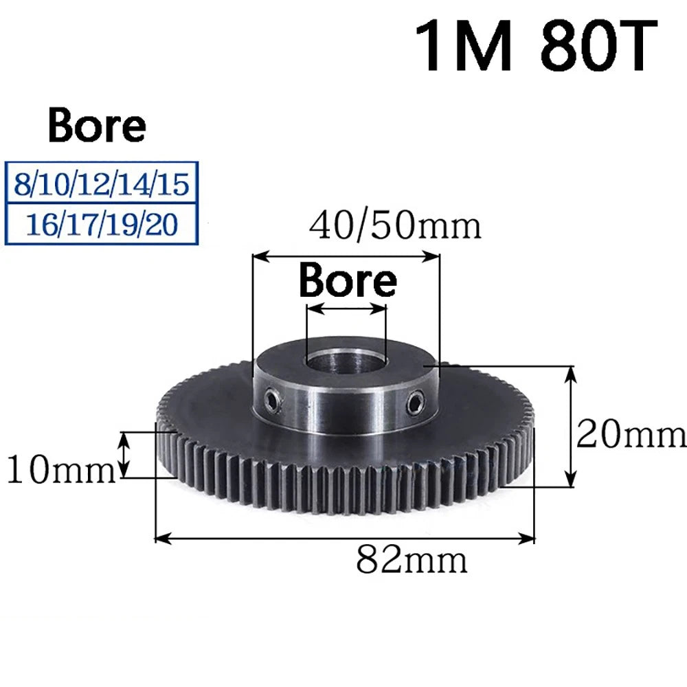 1 Mod 10T-100T Precision Spur Pinion Gear With Step 45# Steel Motor Gear x 1Pcs
