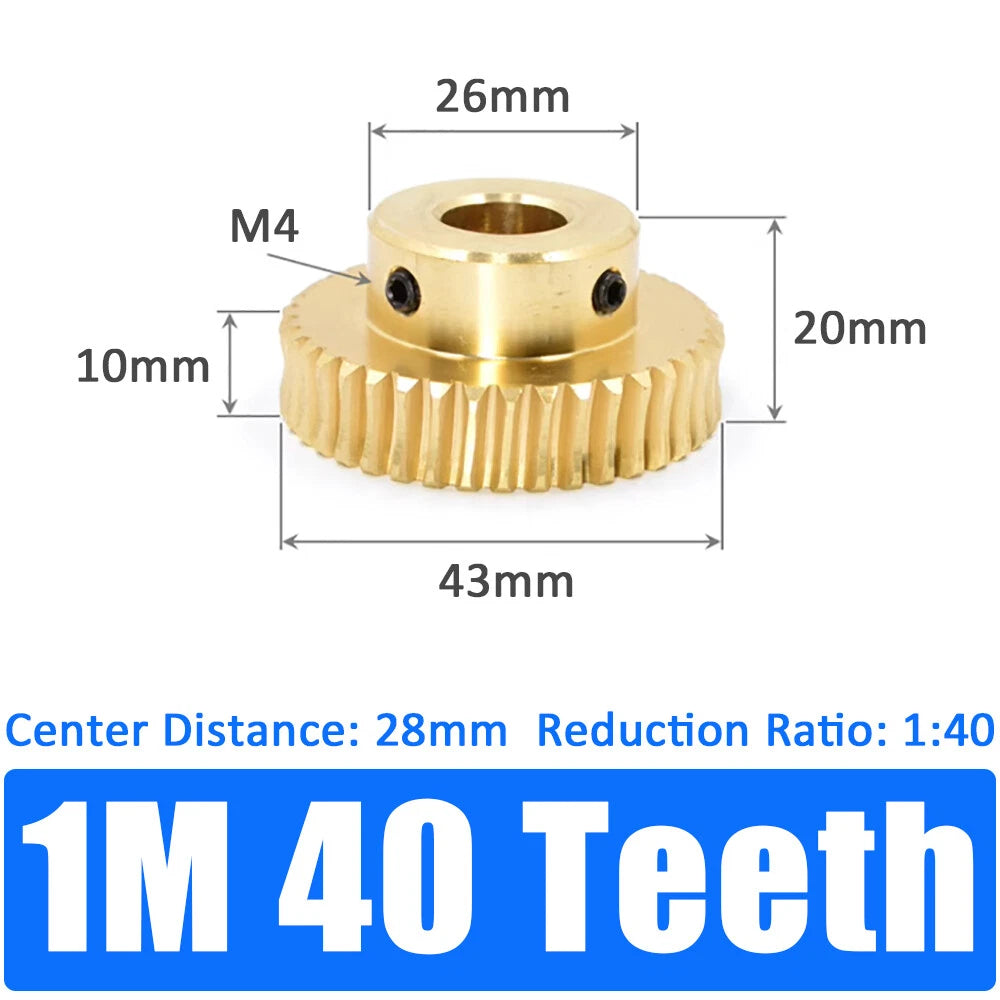 0.5/0.8/1/1.5 Module, 20 to 60 Teeth, Brass Worm Wheel Gear Shaft Hole 4mm-12mm