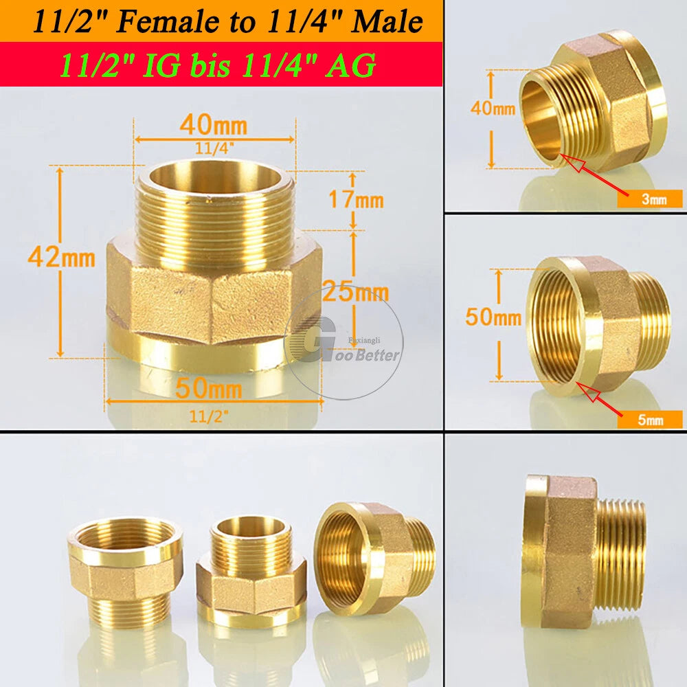 BSPT Reducing Adapter Fittings — Brass Female to Male, 1/8" to 2"