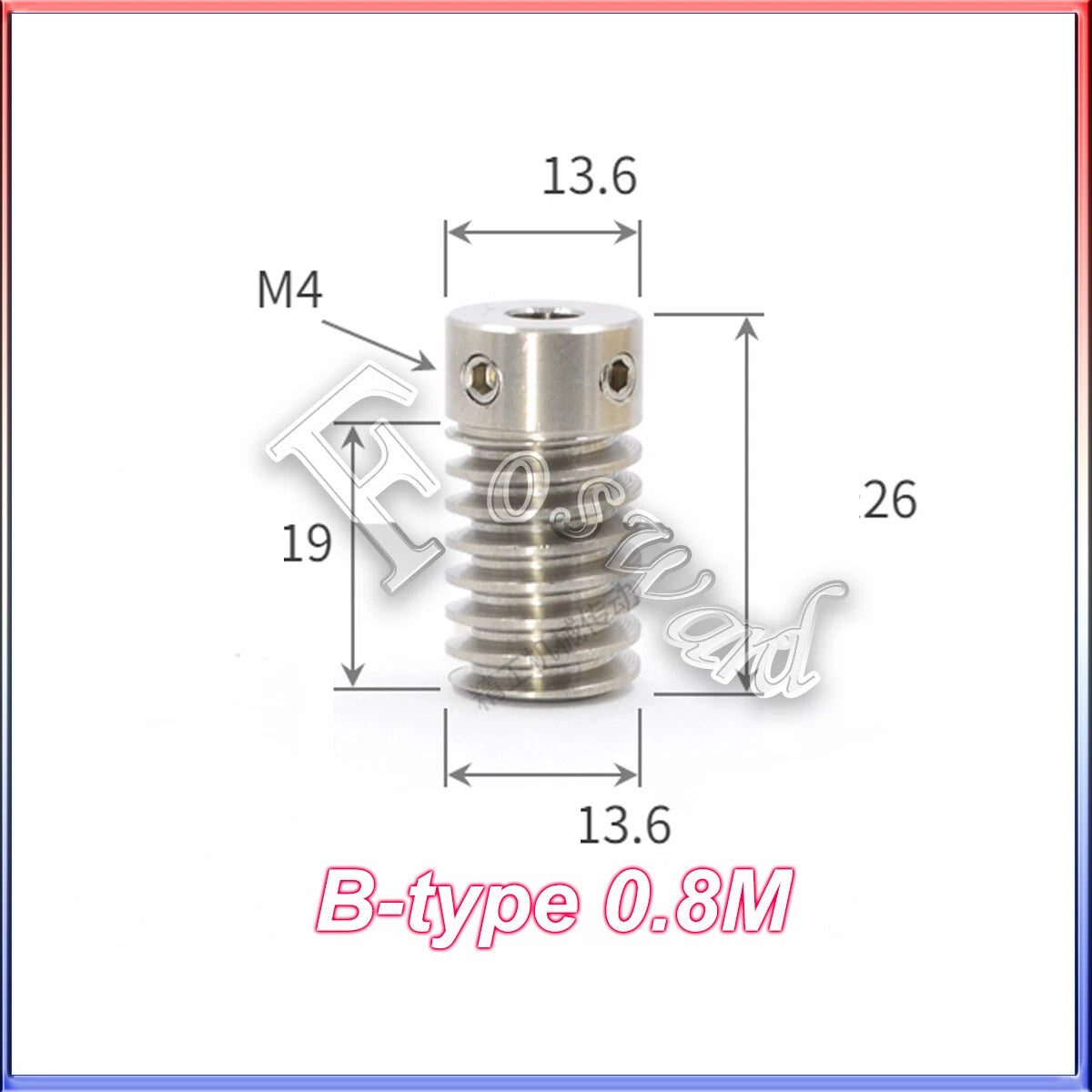 Worm Gear Set 0.5/0.8/1/1.5 Mod Rod Shaft Gear Wheel Reduce Transmission Part