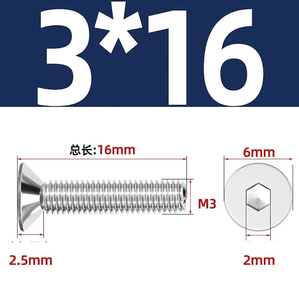 A4 Stainless Steel Countersunk Hex Socket Screws – Marine Grade, M2 to M16 (DIN 7991)